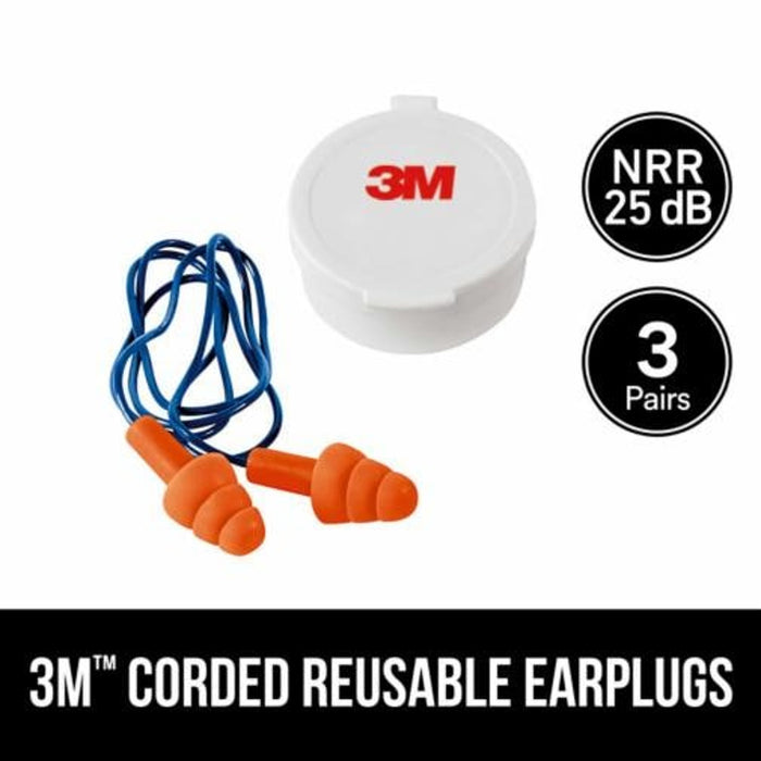 3M PVC Earplugs 25 DB Blue/Orange Size 3