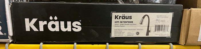 Kraus Nolen Single Handle Pull Down Kitchen Faucet Stainless Steel and Matte Black