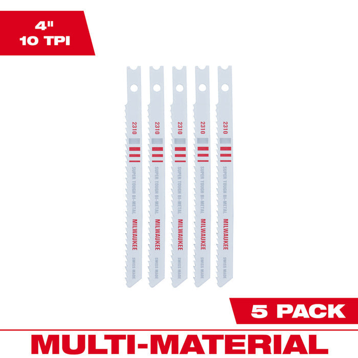 Milwaukee 10TPI 4" Jig Saw Blades, Pack of 5