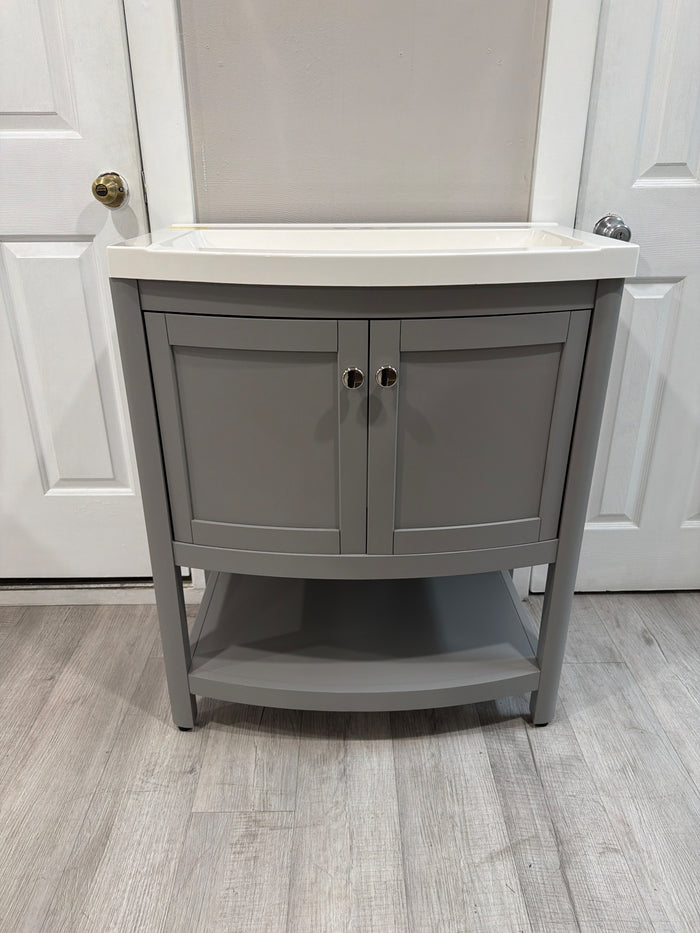 30.5" Grey Free Standing Vanity with White Top