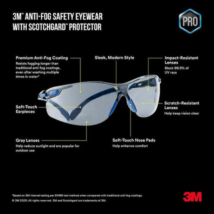 3M Brow Guard Anti-Fog Safety Glasses Size 3