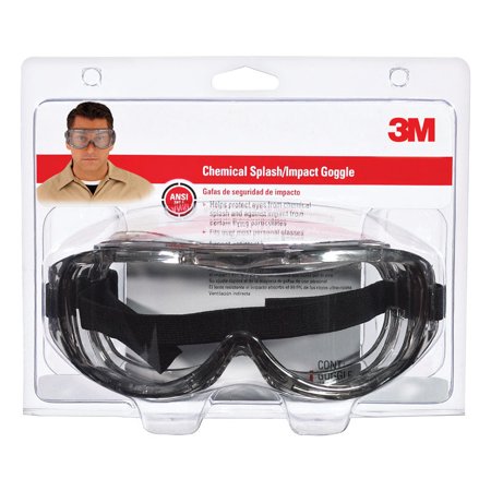 3M Professional Goggle Chemical Splash Size 3 Black Grey