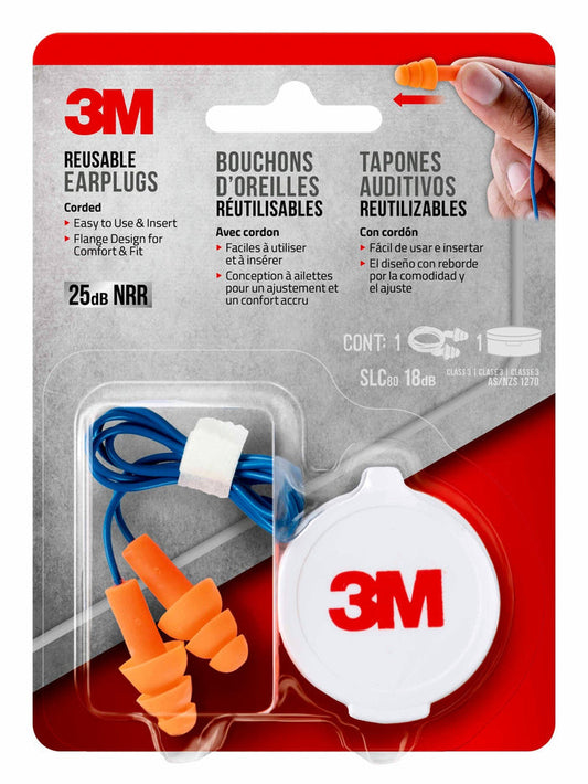 3M PVC Earplugs 25 DB Blue/Orange Size 3