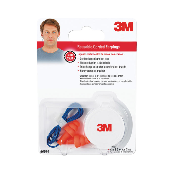 3M PVC Earplugs 25 DB Blue/Orange Size 3
