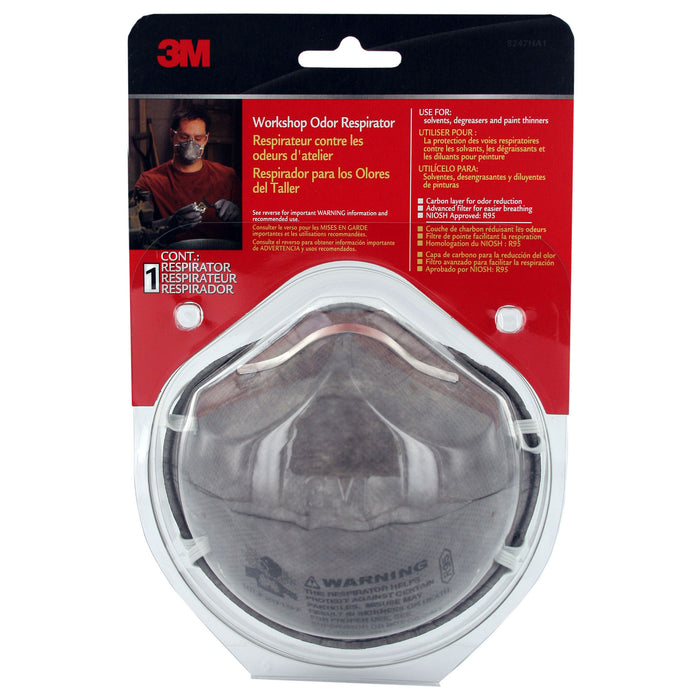 3M R95 Workshop Odor Respirator, Gray,