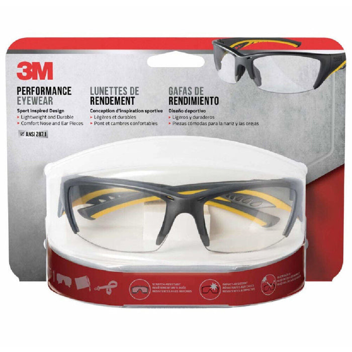 3M Safety Glasses Anti-Fog Impact-Resistant Clear Lens Size 3