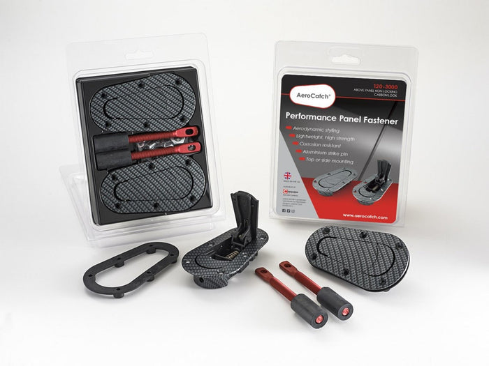 AeroCatch 120 - 3000 Carbon Look Non - Locking Hood Pins - Fast Racer