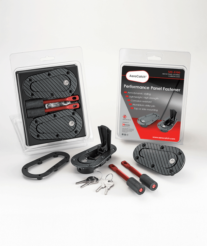 AeroCatch 120 - 3100 Carbon Look Locking Hood Pins - Fast Racer