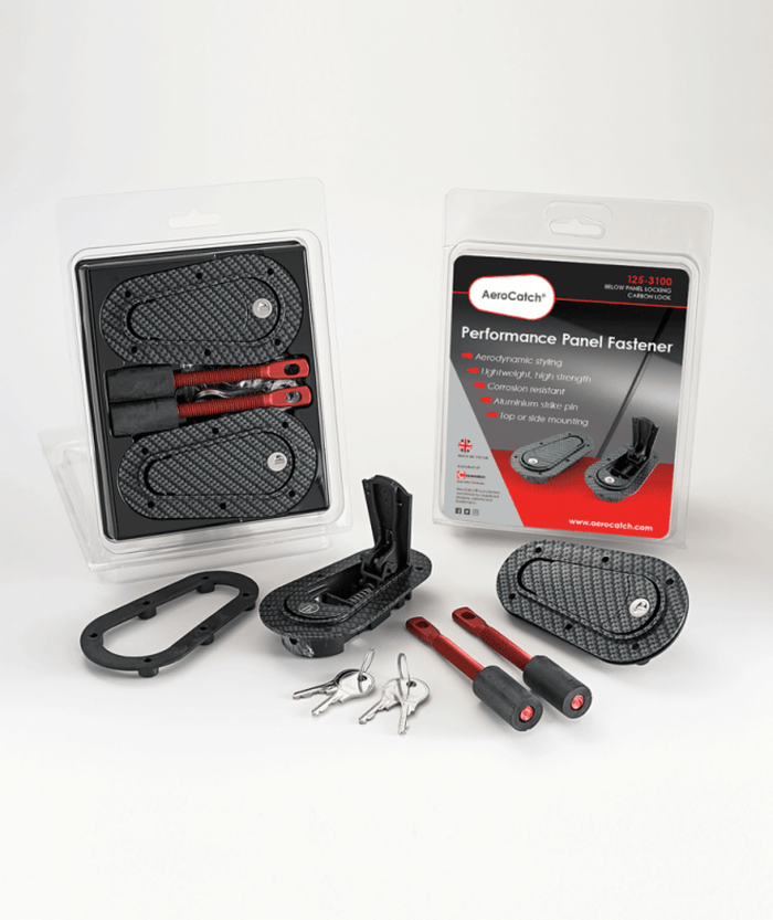AeroCatch 125 - 3100 Carbon Fiber Look Locking Hood Pins - Fast Racer