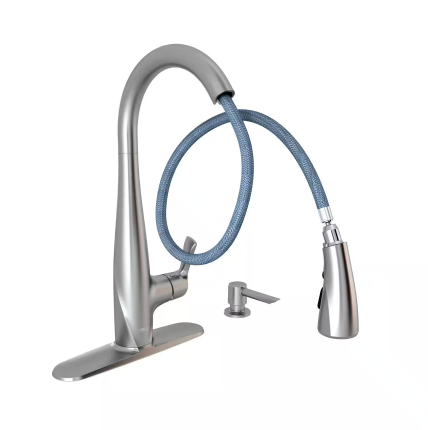 American Standard Lillian Single-Handle Pull-Down Faucet with Soap Dispenser in Stainless Steel