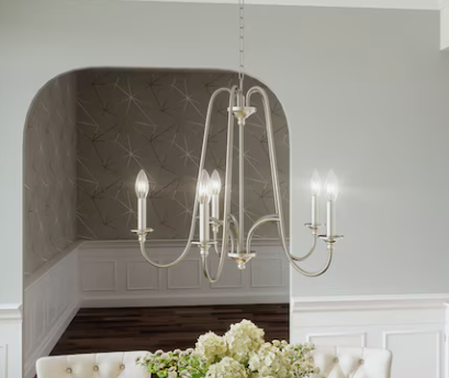 Ashley Harbour Fairway 5 Light Brushed Nickel Transitional Chandelier