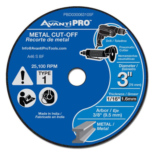 Avanti Pro Metal Cut-Off Disc 3x1/16x3/8 Inch,