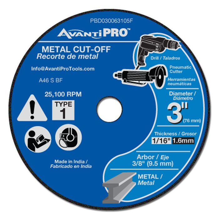 Avanti Pro Metal Cut-Off Disc 3x1/16x3/8 Inch,