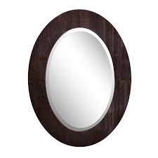 BellaTerra Home 808204-M Oval Wood Grain Frame Mirror in Dark Brown