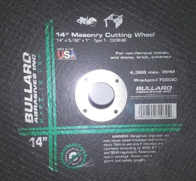 Bullard Masonry Cutting Wheel 14”
