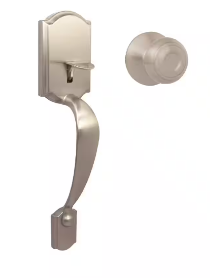 Castle Satin Nickel Entrance Door Handleset with Hartford Interior Knob