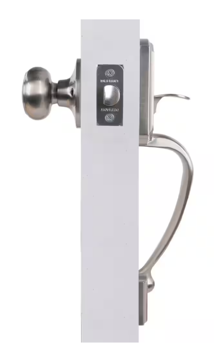 Castle Satin Nickel Entrance Door Handleset with Hartford Interior Knob