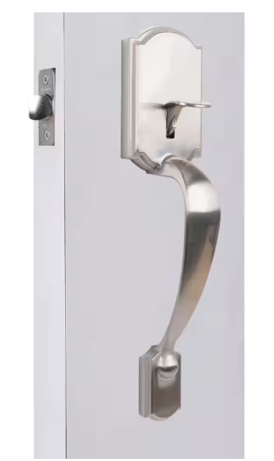 Castle Satin Nickel Entrance Door Handleset with Hartford Interior Knob