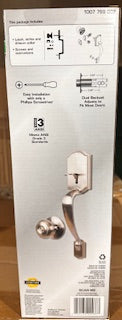 Castle Satin Nickel Entrance Door Handleset with Hartford Interior Knob