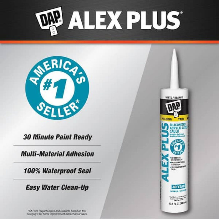 DAP Alex Plus Acrylic Latex Caulk Plus Silicone 10.1 Oz.