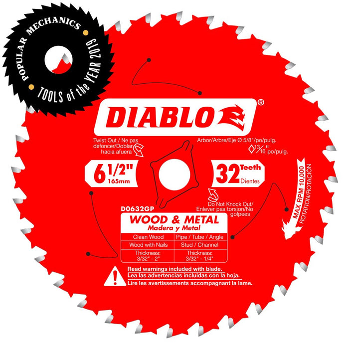 DIABLO 32T Carbide Saw Blade 6-1/2 Inch - 5/8 Arbor