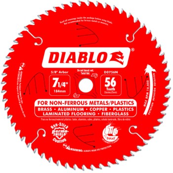DIABLO 56T Aluminum Saw Blade 7-1/4 in. D 5/8 in. T