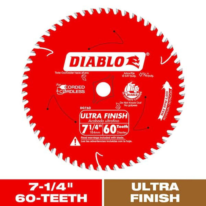 Diablo 7-1/4 in. 60 Tooth Ultra Finish Saw Blade