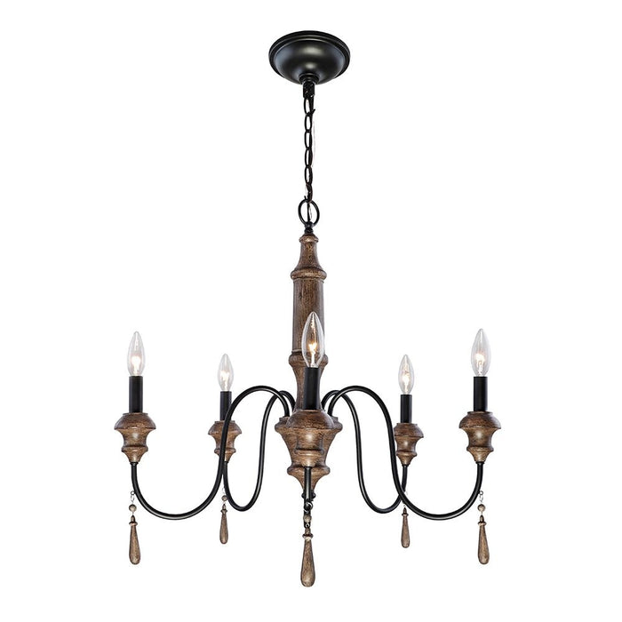DSI Lighting 5-Light Black and Faux Wood Chandelier