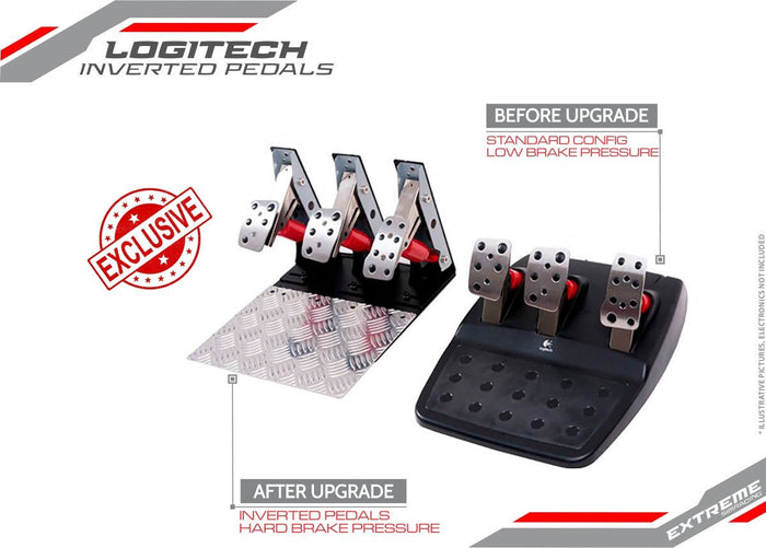 Extreme SimRacing Inverted Pedals For Logitech G25, G27, G29, G920 and G923 Upgrade - Fast Racer