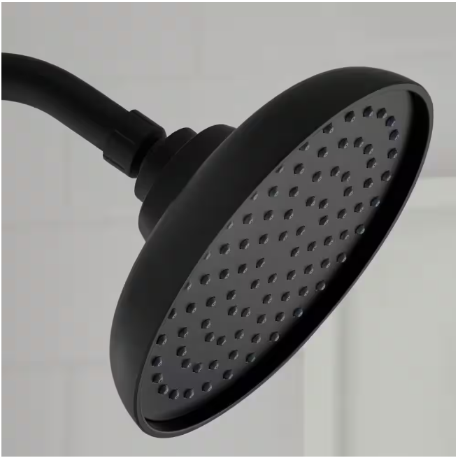 GLACIER BAY RAINCAN | 1-Spray Patterns with 1.8 GPM 7.4 in. Tub Wall Mount Single Fixed Shower Head  in Matte Black