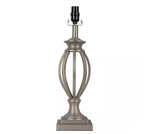 Hampton Bay 19.75 in. Brushed Steel Cage Table Lamp Base