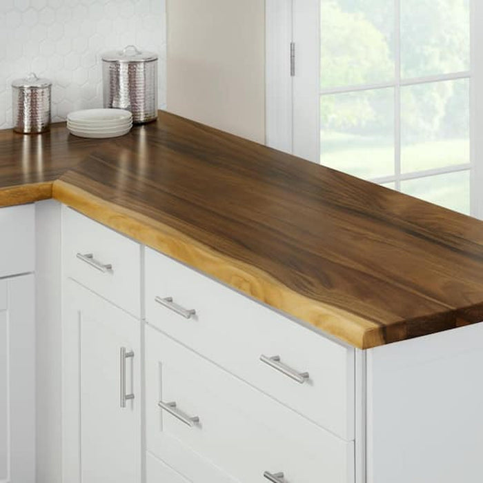 Hampton Bay 4 ft. Saman Wood Butcher Block Countertop, Live Edge