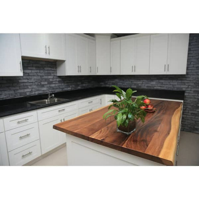 Hampton Bay 4 ft. Saman Wood Butcher Block Countertop, Live Edge