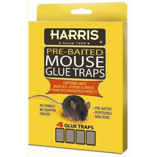 HARRIS HMG-4 Pre-Baited Mouse Glue Traps, Pack of 4
