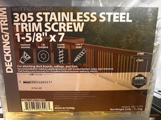 HUTTIG-GRIP 305 Stainless Steel Trim Screws – #7 x 1-5/8" – T-15 Star Drive – 25 lb Bucket (HGG7158SSTRM25)
