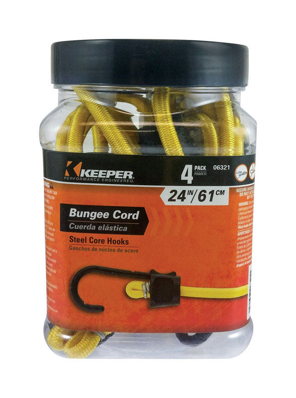 Keeper Bungee Cord 24 in. L X 0.315 in. Black/Yellow