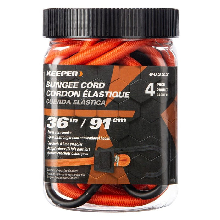 Keeper Bungee Cords 36" Length 0.374" Diameter 4-Pack