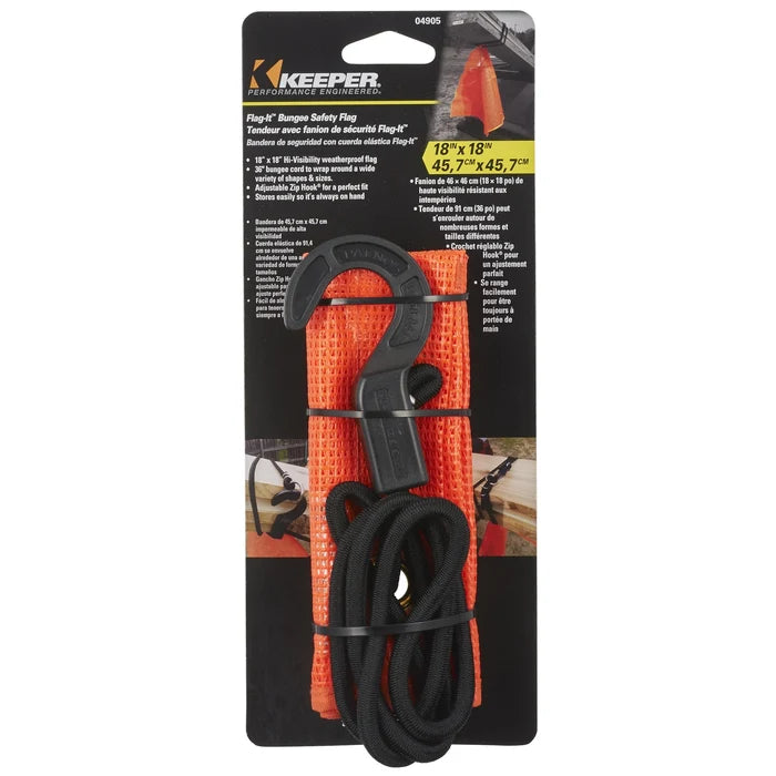 KEEPER Bungee Safety Flag, Orange, 18 in