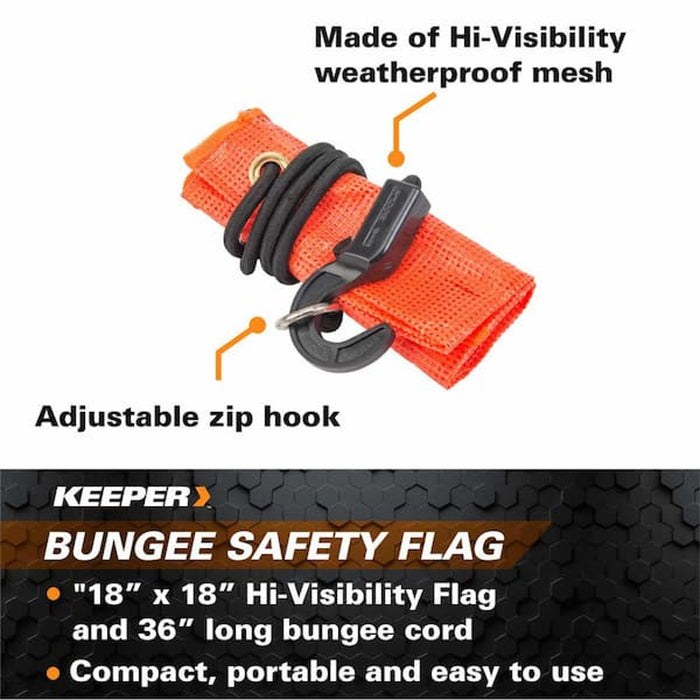 KEEPER Bungee Safety Flag, Orange, 18 in