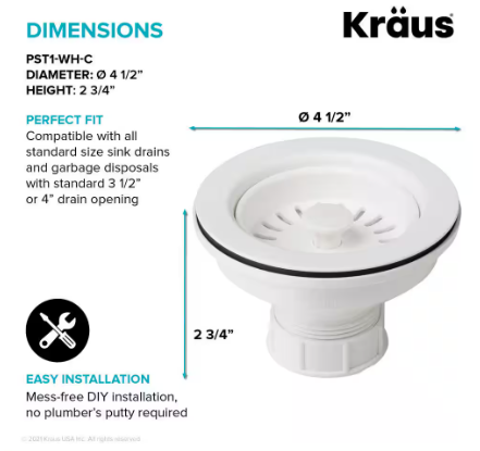 KRAUS Kitchen Sink Strainer in White