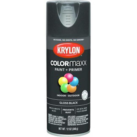 Krylon Colormaxx Gloss Black Paint Primer, 12 Oz
