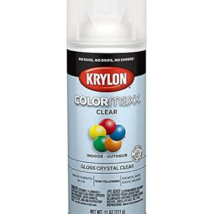 Krylon Colormaxx Gloss Crystal Clear Paint Primer, 11 oz
