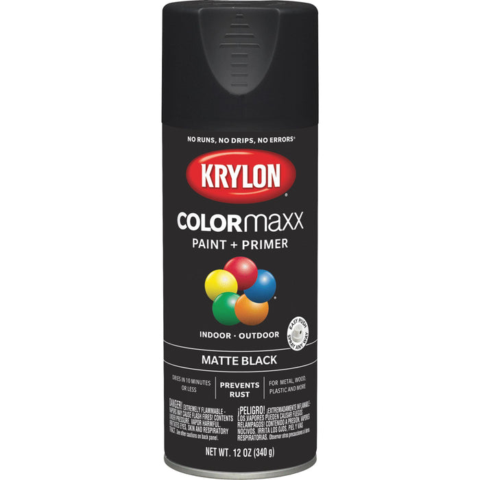 Krylon Colormaxx Spray Paint & Primer, Matte Black 12 Oz