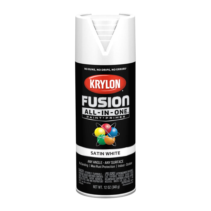 Krylon Fusion AllInOne Satin White Spray Paint, 12 Oz
