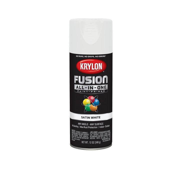 Krylon Fusion AllInOne Satin White Spray Paint, 12 Oz