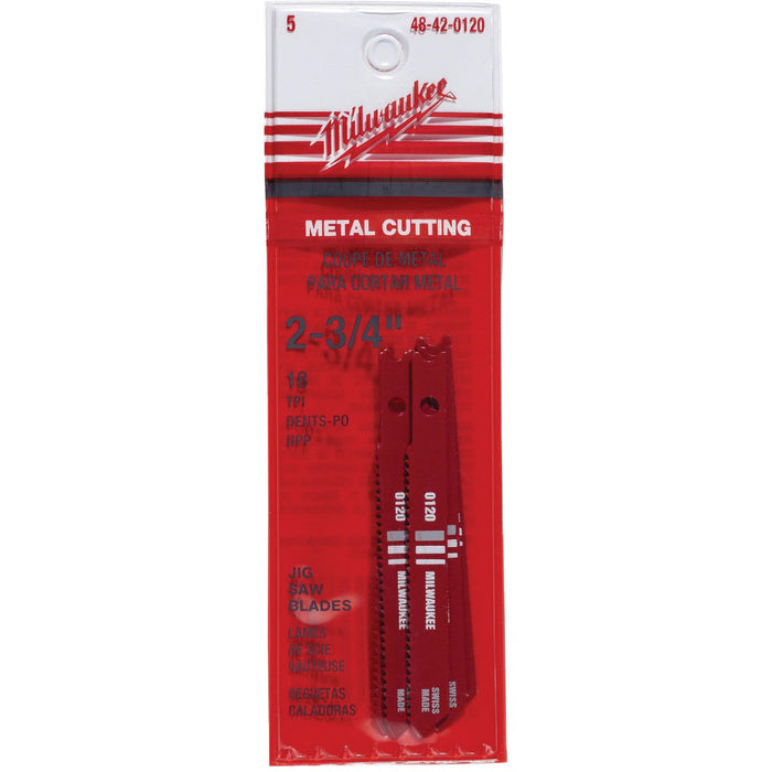 Milwaukee 18TPI U-Shank Jig Saw Blades 1.75x5.45" Pack of 5