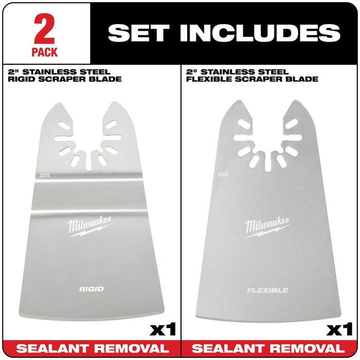 Milwaukee 2" OPEN-LOK Rigid & Flexible Scraper Set, 2 Piece