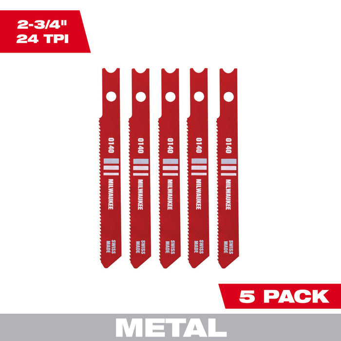 Milwaukee 24TPI U-Shank Jig Saw Blades, 5 Pack