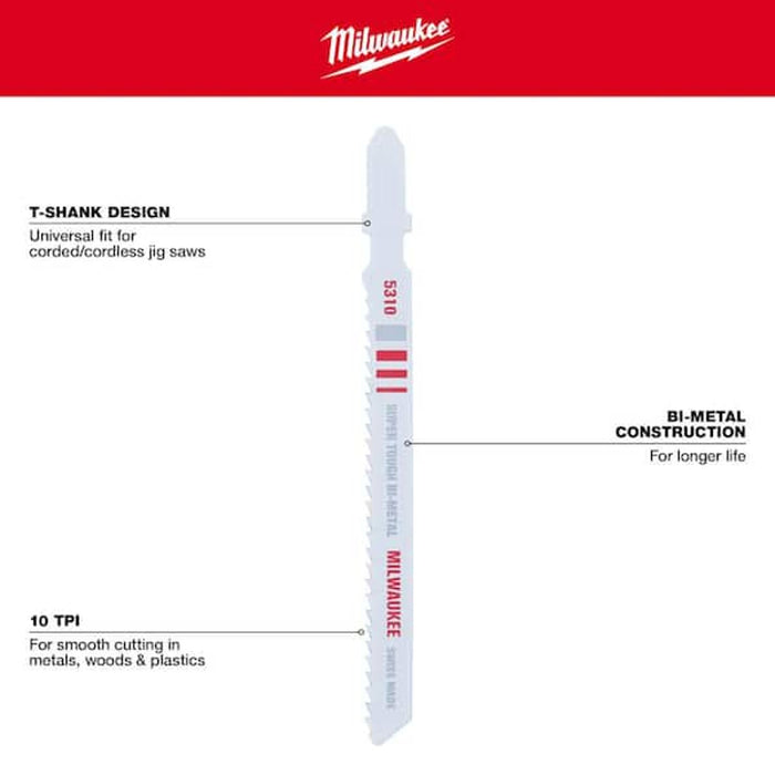 Milwaukee 4" 10TPI Jig Saw Blades,