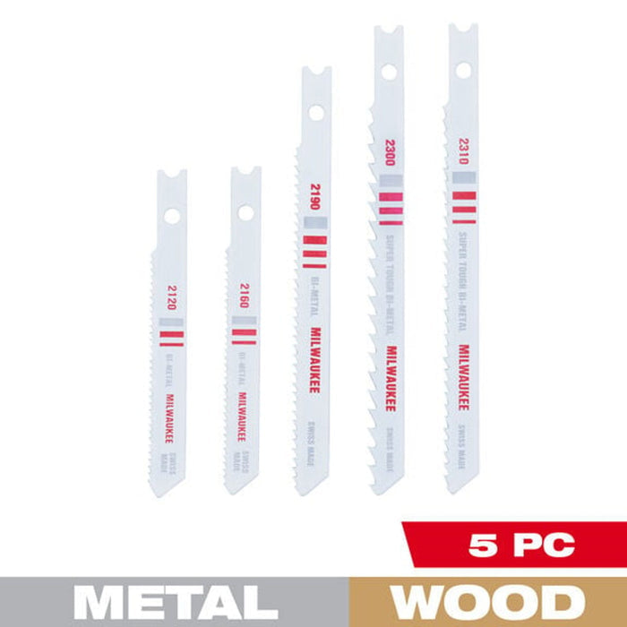 Milwaukee 5-Piece Bi-Metal Jig Saw Blade Set for Boats